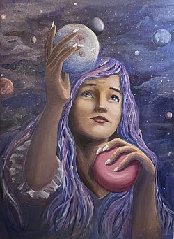 “She Hangs The Moon” 18x24 Oil on Canvas ~$100.00~