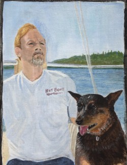 “Jim and Dog” 9x12 Acrylic on unmounted Canvas ~Unavailable~