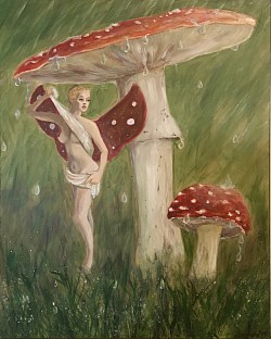 “Amanita in the Rain” 16x20 Acrylic on Panel ~$100.00~