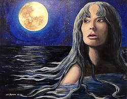 “Luna At Sea” 20x16 Acrylic on Canvas, Hanging in Gym ~$150.00~